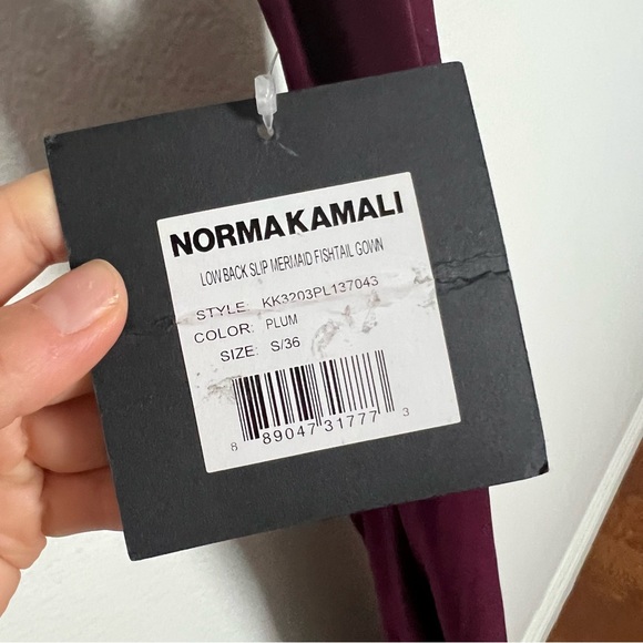 NEW Norma Kamali x Revolve Low Back Slip Mermaid Fishtail Gown in Plum (flawed) - Picture 6 of 9